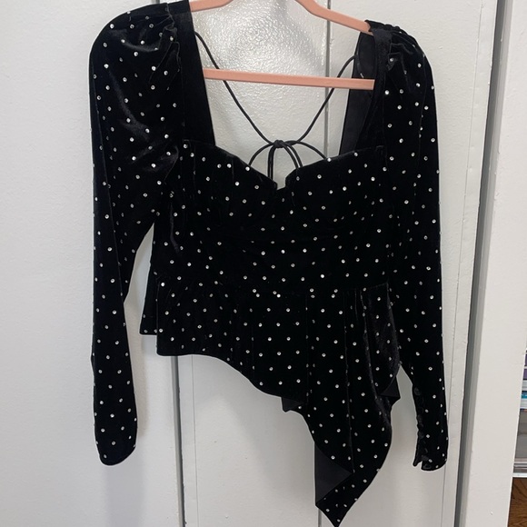 Self-Portrait Tops - Self-Portrait Asymmetric Velvet Top